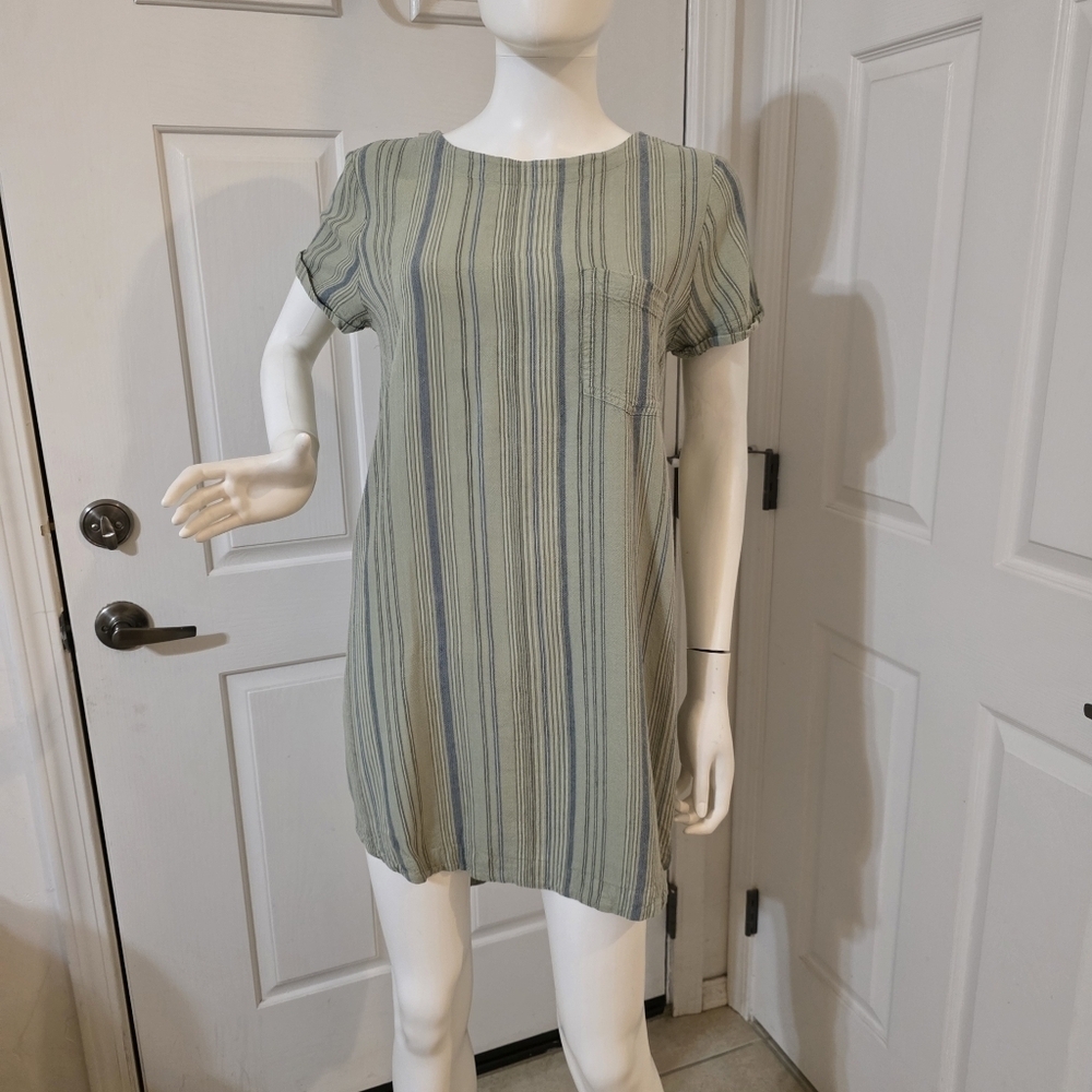 Cloth & Stone Green and Blue Striped Dress